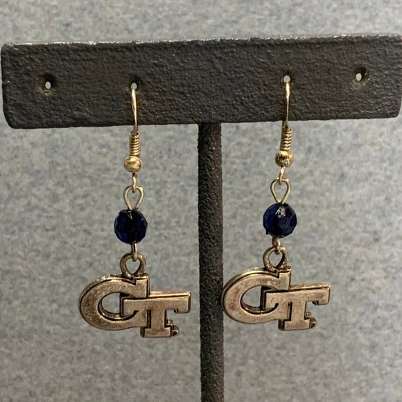 Jewelry - Georgia Tech Pierced Earrings As Is GT Silver Navy